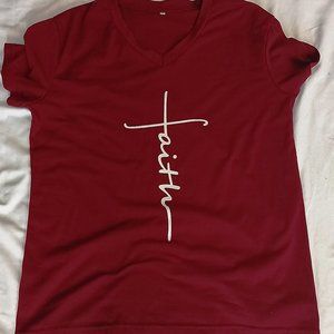 Maroon Faith V-Neck T-shirt